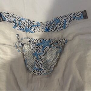 Manuel Canovas Blue and White Bikini Set - Bandeau top US 4/6